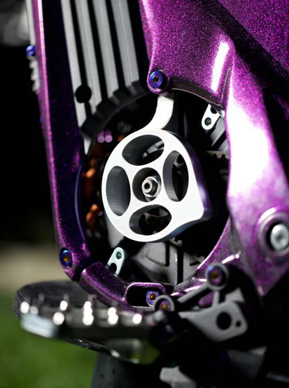 silver plastic motor cover for talaria x3 installed on bike