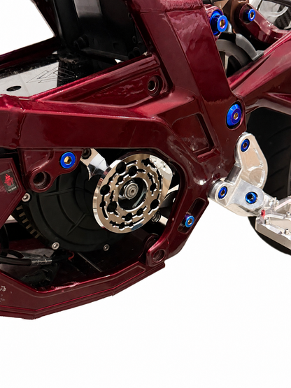 Mirror chrome Surron Light Bee X metal motor cover, ExW Pro Style open-cut design, eride pro, ventus bike, falcon, 